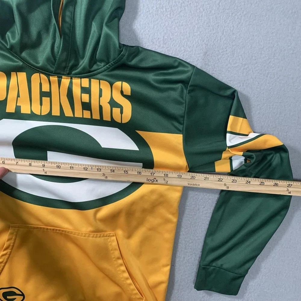 Youth Green Bay Packers Gold/Green First and Goal Pullover Hoodie Size YL